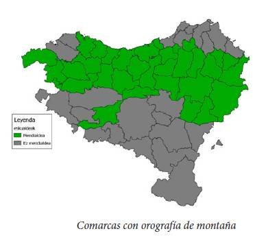 Comarcas con orografía de montaña